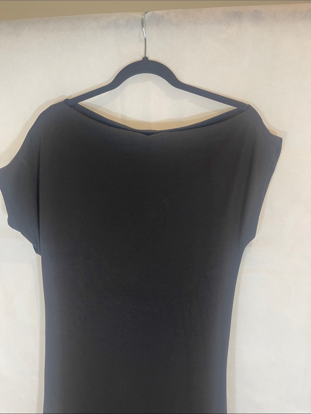 MNGO = XL , Black Draped Cap-Sleeve Women’s Dress - Picture 7 of 13